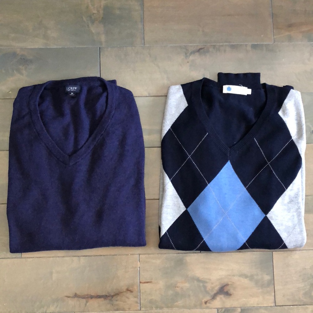 Two men’s Jcrew vneck sweaters
